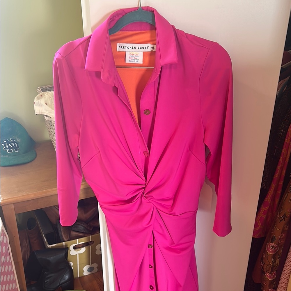 Gretchen Scott Designs Fuchsia Button Down Dress